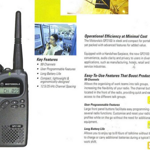 [EZO.1002180] Motorola GP2100 UHF Ori 435-480 Limited Tanpa Keypad Handie Talkie