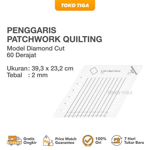 [EZO.0300265] Penggaris Patchwork Diamond Cut 60 Derajat / Quilting Ruler (HM-779)