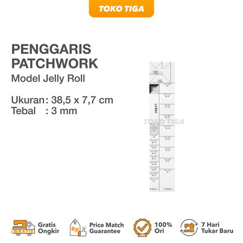 [EZO.0300290] Penggaris Patchwork Jelly Roll / Block Quilting Ruler (LCR01)