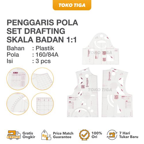 [EZO.0300350] Penggaris Pola SET Drafting Skala Badan 1:1 / Prototype Ruler 160/84A
