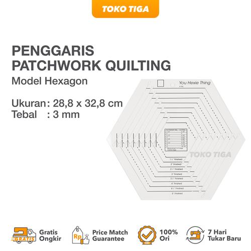 [EZO.0300375] Penggaris Patchwork Quilting Hexagon Template (HM-782)