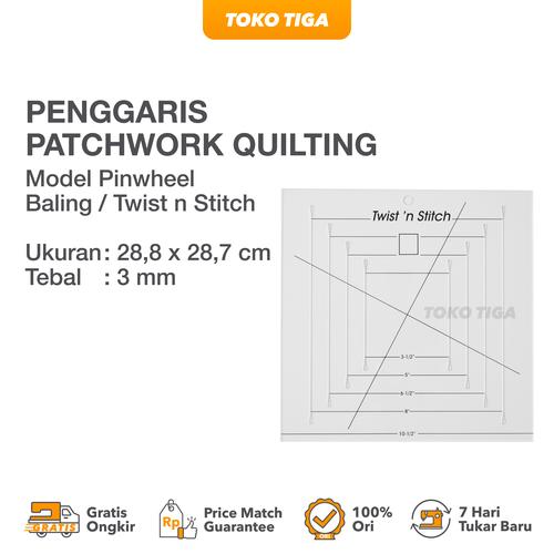 [EZO.0300376] Penggaris Patchwork Quilting Pinwheel Baling / Twist n Stitch (HM-775)