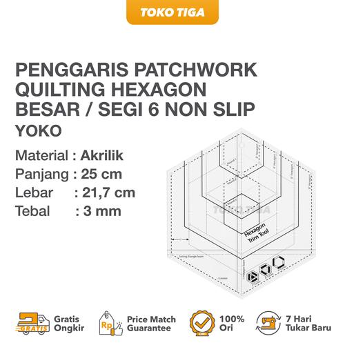 [EZO.0300379] Penggaris Patchwork Quilting Hexagon Besar / Segi 6 Non Slip (CGRJAW4)