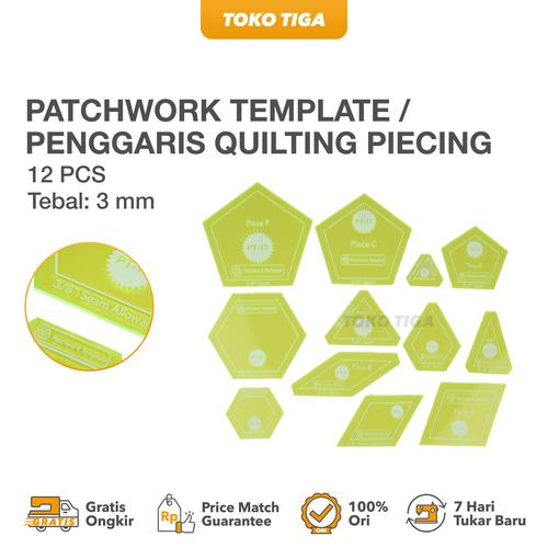 [EZO.0300391] Penggaris Quilting Piecing / Patchwork Template Set Isi 12 (PT-12)