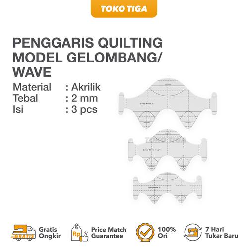 [EZO.0300444] Penggaris / Quilting Template Model Wave Gelombang Isi 3 Pcs (QTSKEW3)