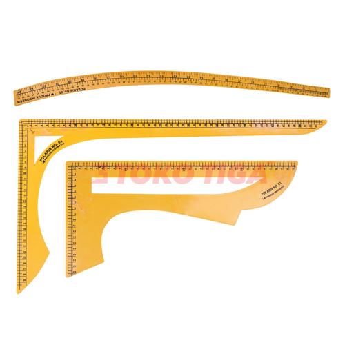 [EZO.0300582] Penggaris Pola Set Jumbo 3 Pcs No.03, 04, 05 Merek POLARIS (PS-03)