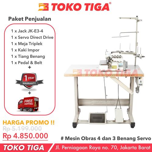 [EZO.0300606] Mesin Obras 4 Benang JACK JK-E3-4 / JKE3-4 Servo Direct Drive Motor