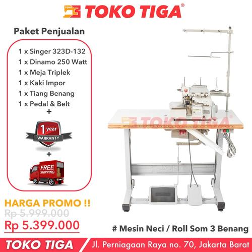 [EZO.0300610] Mesin Neci SINGER 323D-132M-015 - Obras Neci / Som 3 Benang Industrial