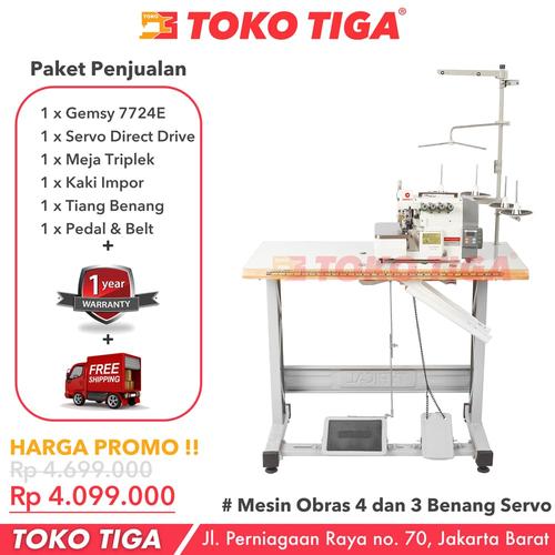 [EZO.0300611] Mesin Obras 4 Benang Gemsy GEM7724E/GEM-7724E Servo Direct Drive Motor