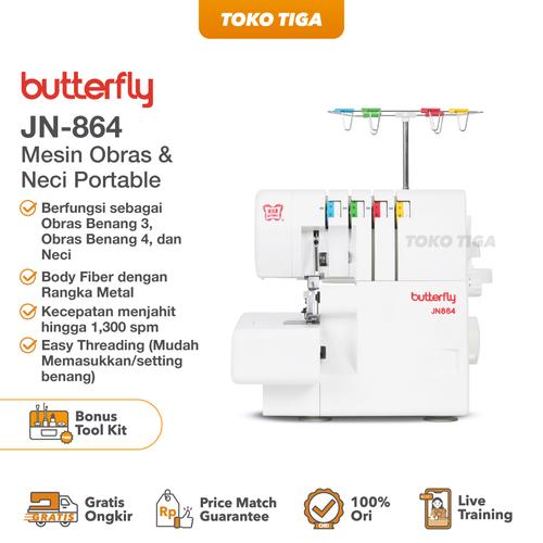 [EZO.0301225] Mesin Obras dan Neci BUTTERFLY Heavy Duty HD 864 / HD864 Portable