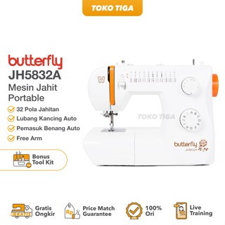 [EZO.0301071] Mesin Jahit BUTTERFLY JH 5832 A ( multifungsi portable )