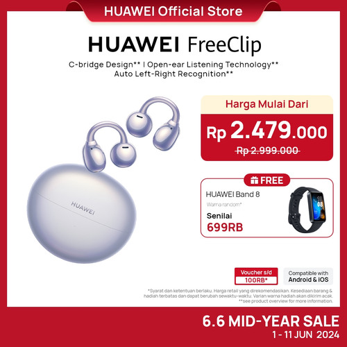 [EZO.4300028] HUAWEI FreeClip Open-Ear TWS Earphone | C-Bridge Design | 36h Battery