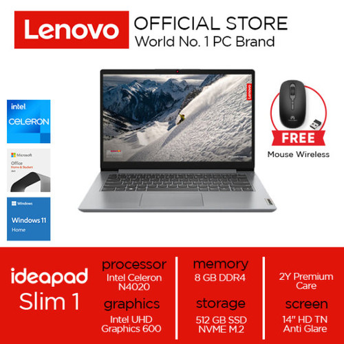 [EZO.2000406] Lenovo IdeaPad Slim 1 14IGL7 Celeron N4020 8GB 512GB W11 OHS