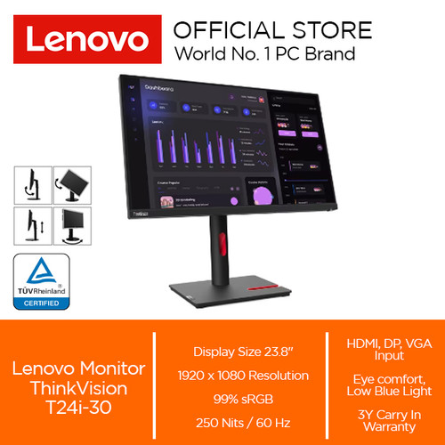 [EZO.2400122] Lenovo Monitor ThinkVision T24i-30 23.8" IPS 60Hz