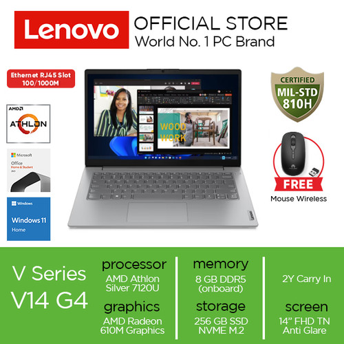 [EZO.2000280] Lenovo V14 G4 AMN Athlon Silver 7120U 8GB 256GB W11 OHS