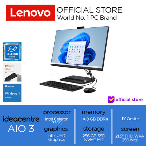 [EZO.2000526] Lenovo IdeaCentre AIO 3 22IAP7 Celeron 7305 8GB 256GB SSD W11+OHS