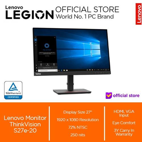 [EZO.2000316] Lenovo Monitor ThinkVision S27e-20 60Hz IPS 4ms 27"