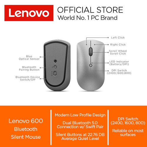 [EZO.2000340] Lenovo 600 Bluetooth Silent Mouse
