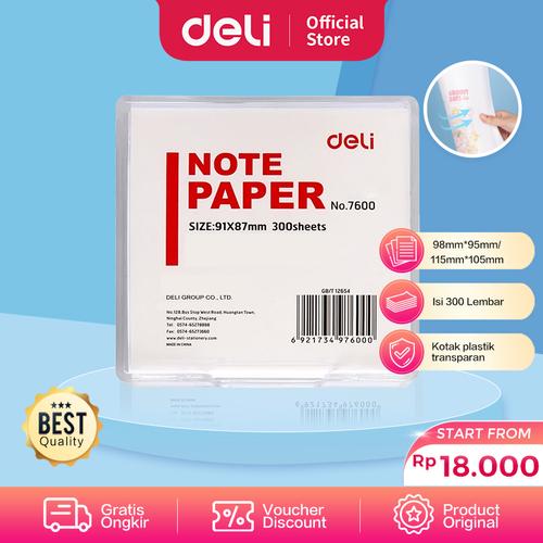 [EZO.7001055] Deli Memo Paper / Kertas Memo 300Lmbr Warna Putih, Kemasan Kotak 760X