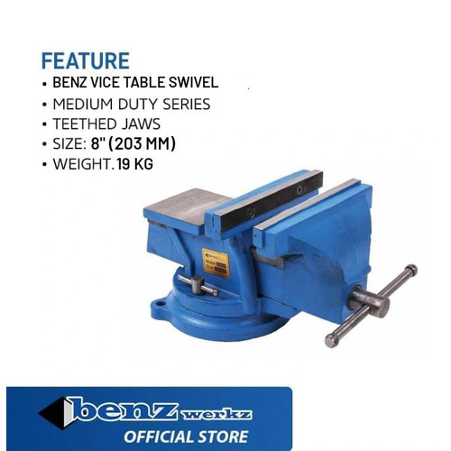 [EZM.5300034] Ragum 8 inch MD Swivel / Catok Meja Putar / Vice Table Benz Werkz