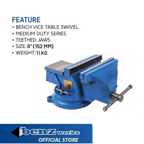 [EZM.5300035] Ragum 6 inch MD Swivel / Catok Meja Putar / Vice Table Benz Werkz