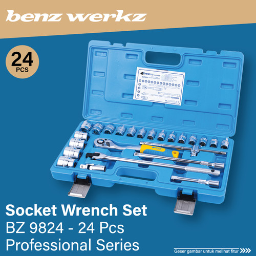 [EZM.5300042] Kunci Socket Set 24PCS 1/2" inch 72 Teeth Handle / Kunci Sok / Shock