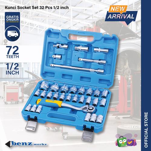 [EZM.5300043] Kunci Socket Set 32PCS 1/2" inch 72 Teeth Handle / Kunci Sok / Shock