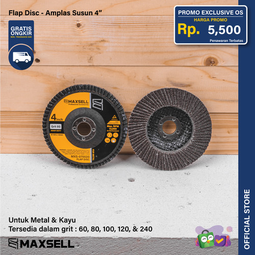 Amplas Susun / Flap Disc Fiber Back 4 inch 72 Flap Maxsell