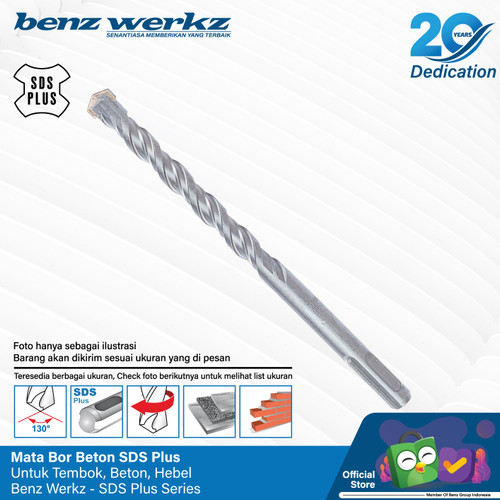 [EZM.5300057] Mata Bor Beton 20 x 1000mm / SDS Plus Drill Bit By Benz Werkz