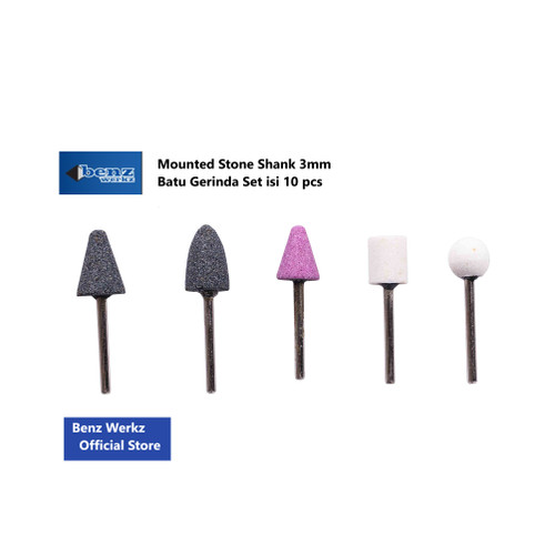 [EZM.5300074] Batu Gerinda Set 3mm / 10 Pcs Mounted Stone Set by Benz Werkz