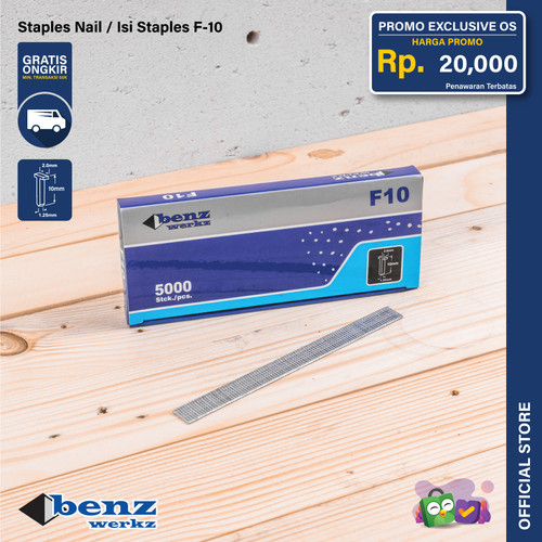 [EZM.5300138] Isi Staples Tembak F10 MO 10 mm / Staples Nail 5000 Pcs Benz Werkz