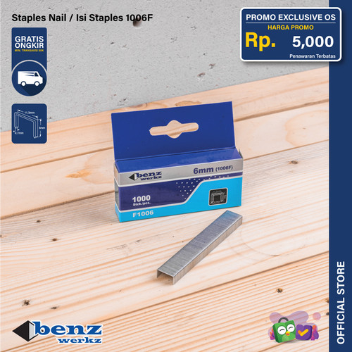 [EZM.5300149] Isi Staples Tembak 1006F 6 mm 1000 Pcs / Staples Nail Benz Werkz