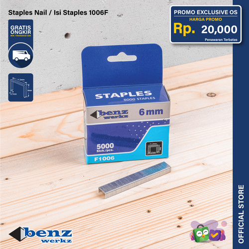 [EZM.5300150] Isi Staples Tembak 1006F 6 mm 5000 Pcs / Staples Nail Benz Werkz