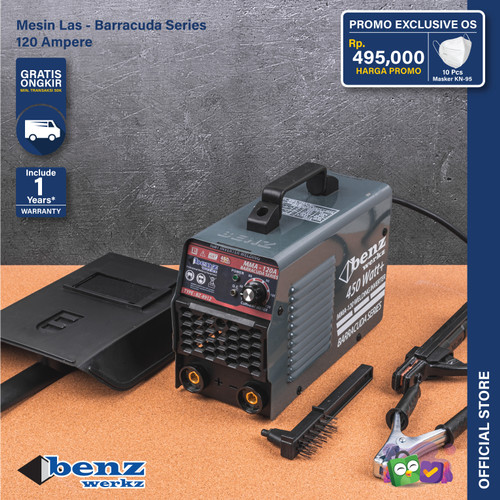 [EZM.5300224] Mesin Las MMA 120A / Trafo Las / Inverter Barracuda Series Benz Werkz