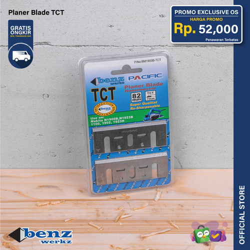[EZM.5300230] [2Pcs] Mata Pisau Mesin Serut 82mm TCT Asah / Planer Blade by BENZ