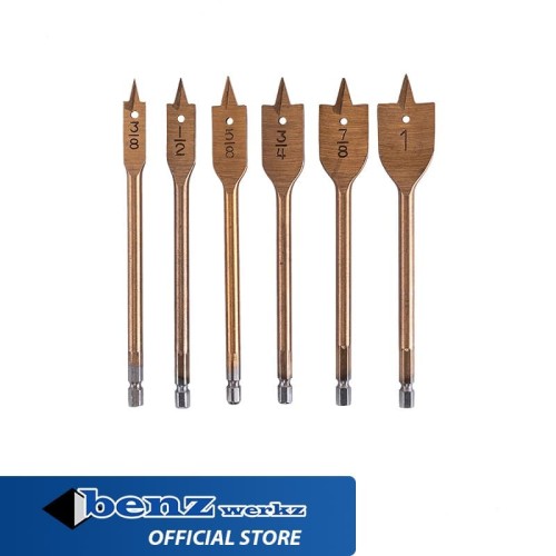 [EZM.5300231] [6Pcs] Mata Bor Kayu Kipas / Wood Spade Bit Set by BENZ WERKZ