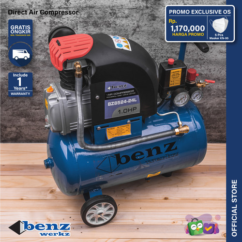 [EZM.5300232] Mesin Kompresor Direct 24L 1 HP / Direct Air Compressor Benz Werkz