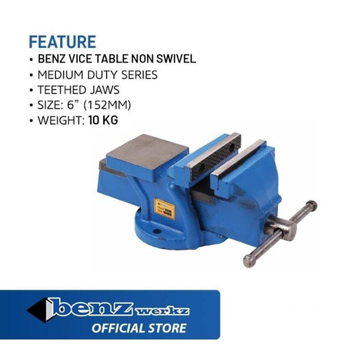 [EZM.5300250] Ragum 6 inch MD Non Swivel / Catok Meja / Vice Table Benz Werkz