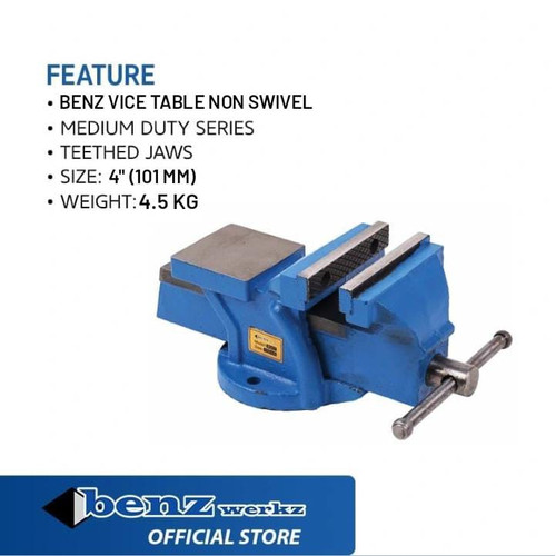 [EZM.5300239] Ragum 4 inch MD Non Swivel / Catok Meja / Vice Table Benz Werkz