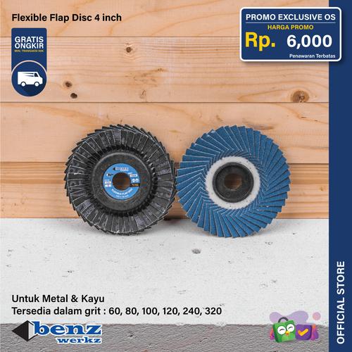[EZM.5300257] Amplas Susun / Flexible Flap Disc 4 inch 72 Flap Stainless Benz Werkz