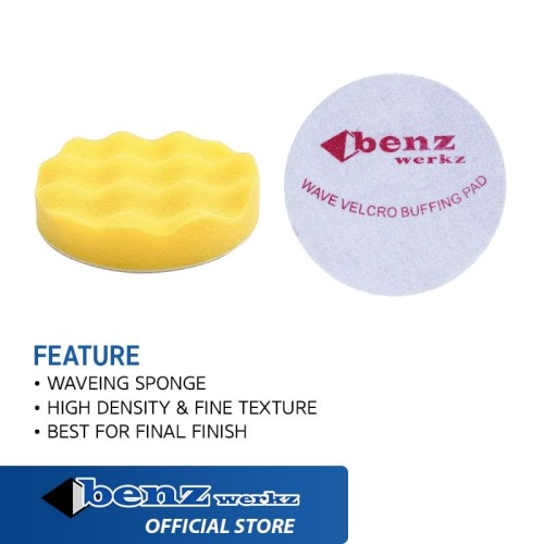 [EZM.5300260] Wave Buffing Pad Velcro 5" 7" Yellow / Busa Poles Mobil Benz Werkz