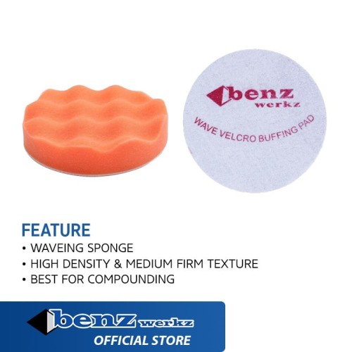 [EZM.5300261] [2Pcs] Busa Poles Sponge / Wave Buffing Pad Or. Velcro / Mobil by BENZ