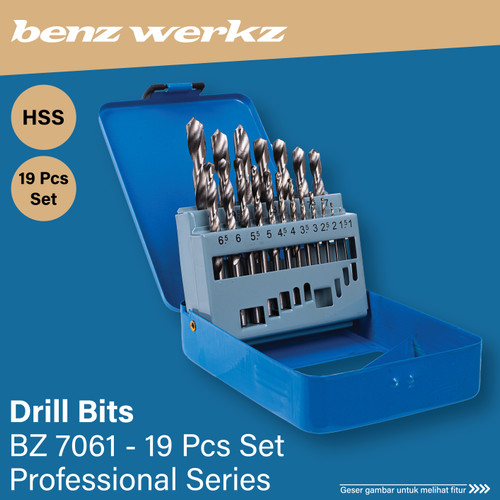 [EZM.5300269] Mata Bor HSS Set 19 Pcs / Mata Bor Besi / Drill Bits Set Benz Werkz
