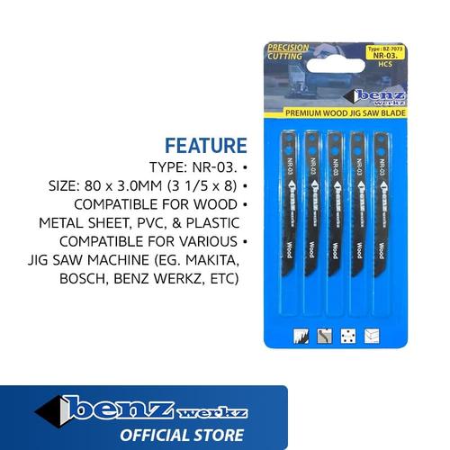 [EZM.5300283] 5 Pcs Mata Gergaji Kayu Jigsaw Blade No. 3 HCS Wood Benz Werkz