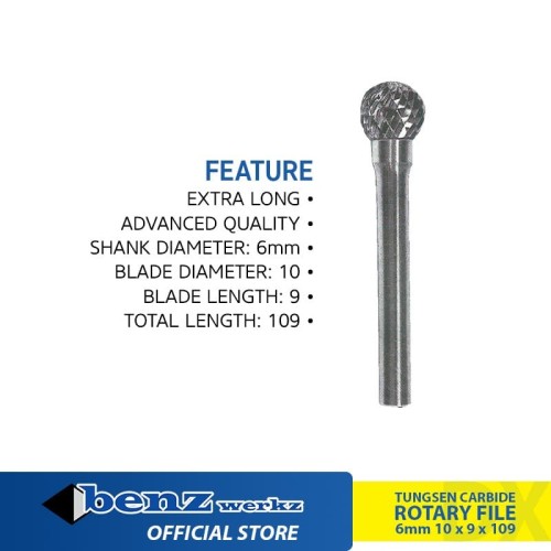 [EZM.5300353] DX10109 Mata Tuner 10 mm / Tungsten Rotary Files Burr Benz Werkz