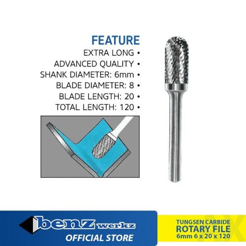 [EZM.5300360] CX08120 Mata Tuner 8 mm / Tungsten Rotary Files Burr Benz Werkz