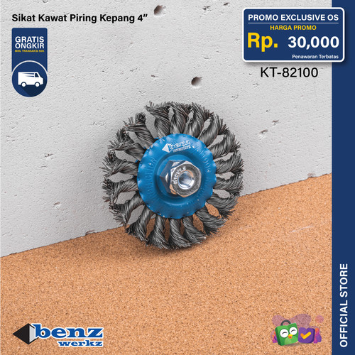 Sikat Kawat Piring Kepang 4 inch / Twisted Knot Brush Benz Werkz