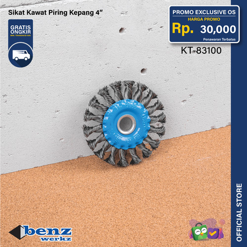 Sikat Kawat Piring Kepang 4" / Gerinda / Hole S.Brush by BENZ WERKZ