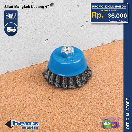 Sikat Kawat Mangkok Kepang 4 inch / Twisted Wire Cup Brush Benz Werkz