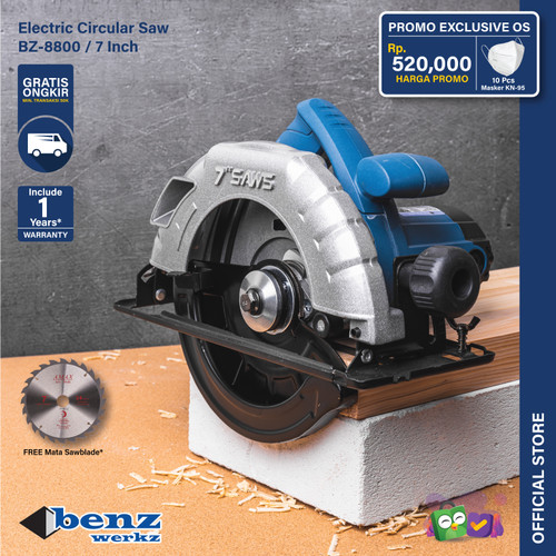 [EZM.5300408] Mesin Gergaji Kayu 7 inch 165 mm 900 Watt / Circular Saw Benz Werkz
